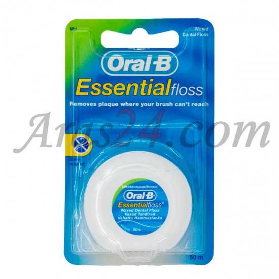 5010622005029 نخ دندان 50 متری نعنایی اورال بی | Oral-B Essential Floss Waxed Mint
