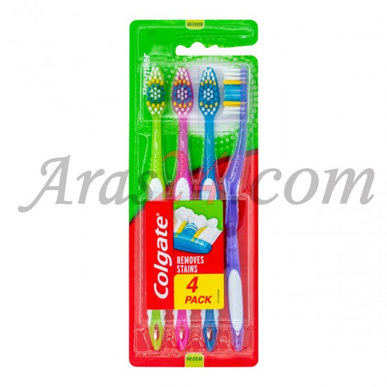 8718951111035 پک 4 عددی مسواک مدیوم کلگیت پریمر کلین | Colgate Toothbrush Premier Clean Remove Stains
