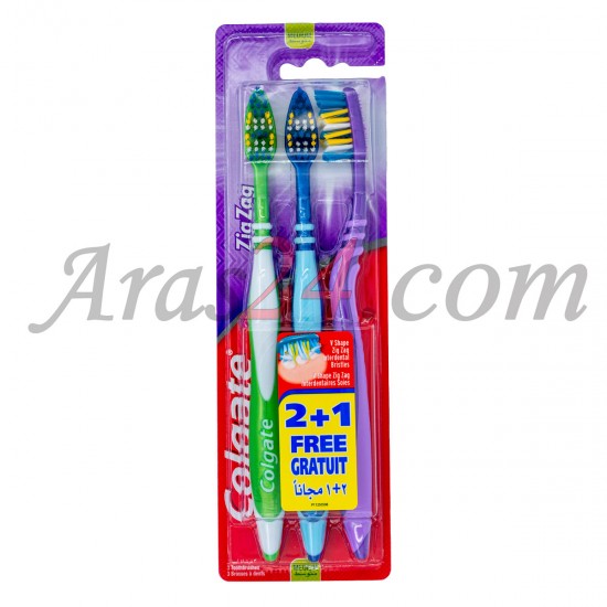 6001067023777 بسته 3 عددی مسواک کلگیت زیگ زاگ برس متوسط | Colgate Zig Zag Medium Toothbrush 3 Units