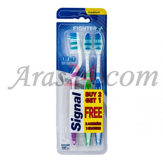 8886467070099 بسته 3 عددی مسواک سیگنال برس متوسط فایتر پلاس | Signal Fighter + Toothbrush Medium Pack