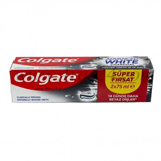 خمیر دندان زغالی سفید کننده کلگیت | Colgate Advanced White Charcoal Toothpaste 75ml