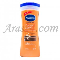 لوسیون بدن وازلین Vaseline | مرطوب کننده پوست خشک Cocoa Glow حاوی عصاره کاکائو و شی باتر | حجم 400 میلی 