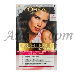 کیت رنگ مو لورال پاریس رنگ قهوه ای تیره شماره 3 | LOREAL PARIS Excellence Creme 