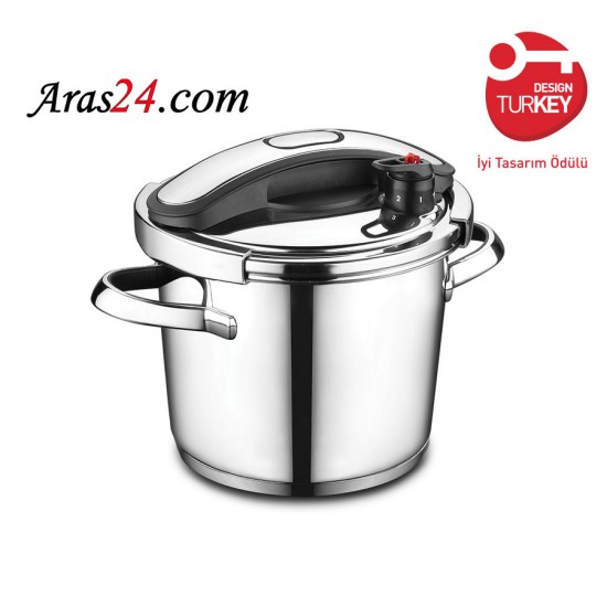 زودپز 6 لیتری کرکماز ترکیه اصل مدل ورتکس مشکی | Korkmaz Vertex Black Pressure Cooker A163