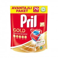 قرص ماشین ظرفشویی پریل طلایی 70 عددی Pril Gold 12 Action Dishwasher Cleaner  70 Tablet