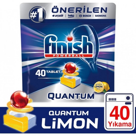 قرص ماشین ظرفشویی فینیش کوانتوم 40 عددی رایحه لیمو Finish Powerball Quantum 40 Tablet